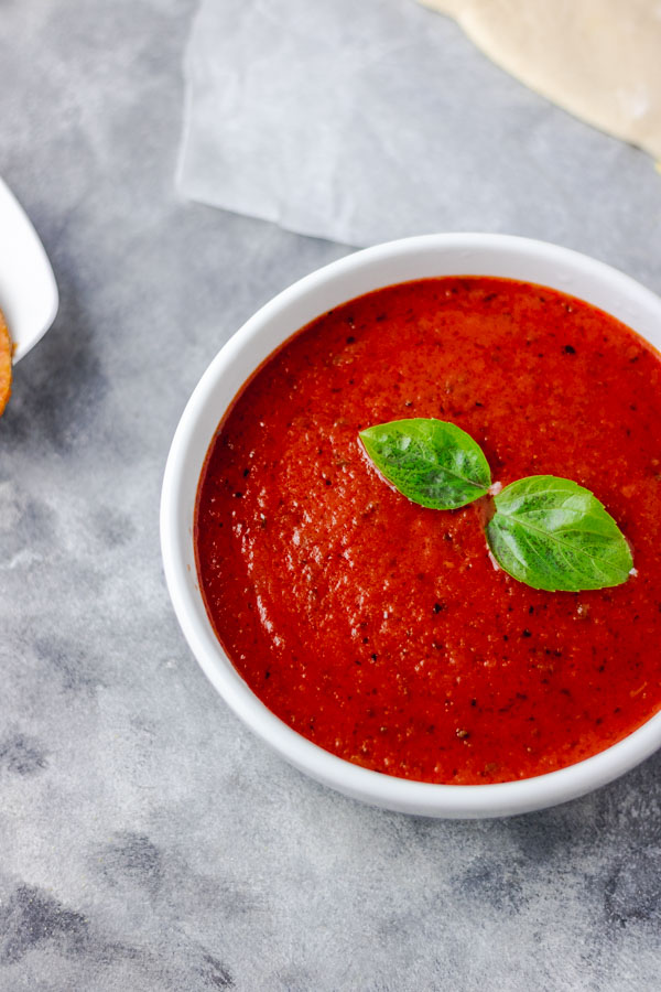 overhead shot of homemade tomato sauce.