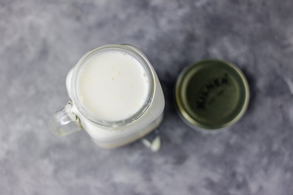 overhead shot of coffee creamer.