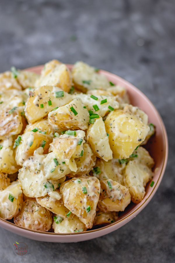 a bowl of simple potato salad.