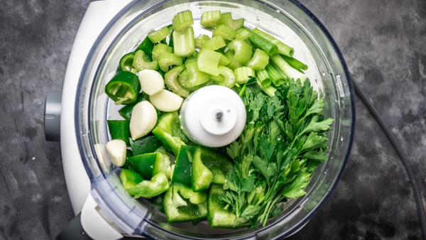 vegetables in a food processor.