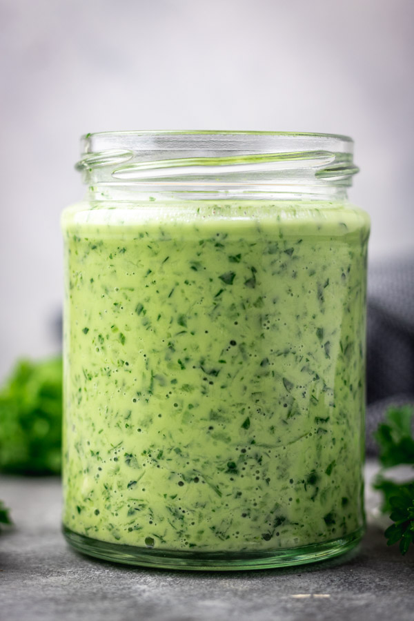 GREEN SAUCE IN A JAR.