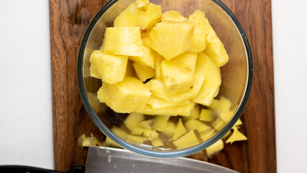 pineapple chunks in a bowl.