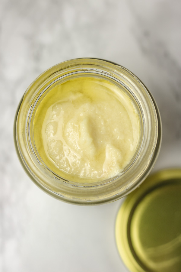 a creamy condiment in a jar.