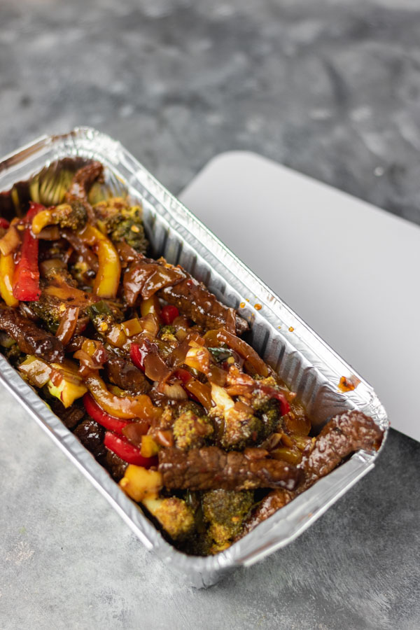 stir fry in a takeout foil pack.