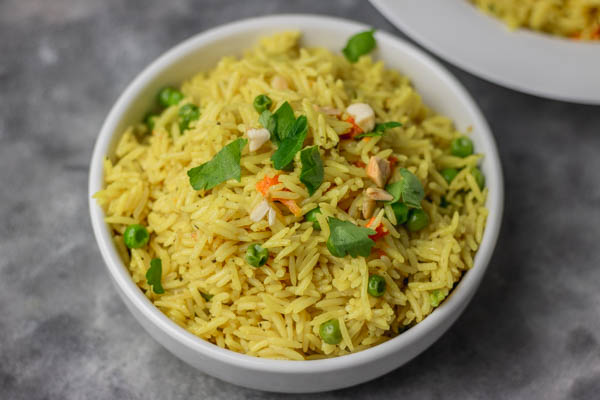 a bowl of cooked rice.