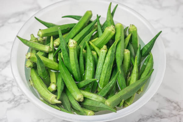 a bowl of okra.