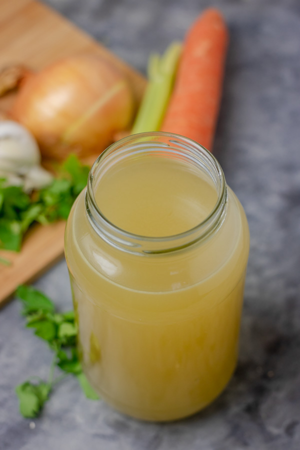 stock in a tall jar.